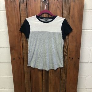 Vince size small gray white navy blue short sleeve shirt